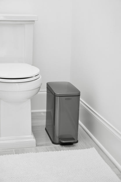 Stainless Steel Slim Step-On Trash Can - US 62910