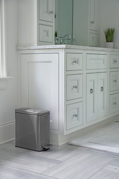 Stainless Steel Slim Step-On Trash Can - US 62910