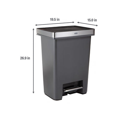 Premier High-Capacity Step-On Trash Can, Charcoal - US 27419
