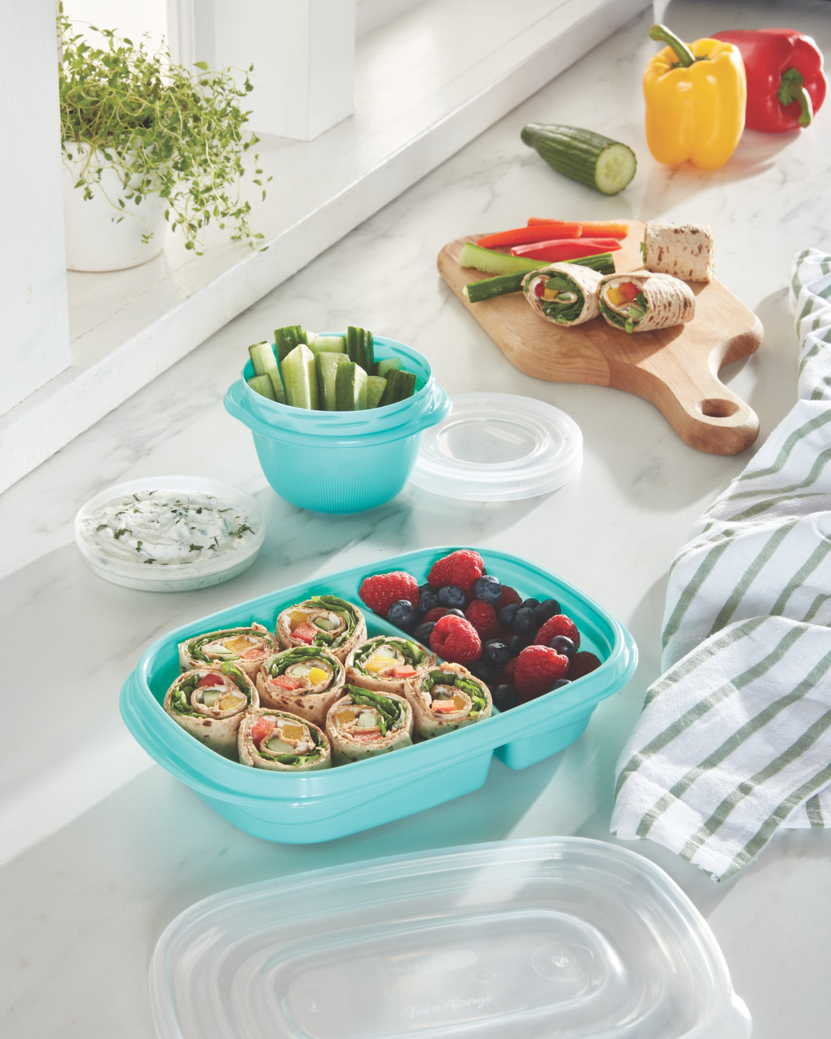 TakeAlongs® Food Storage 3.7 Cup Divided Containers, Meal Prep - US 44487