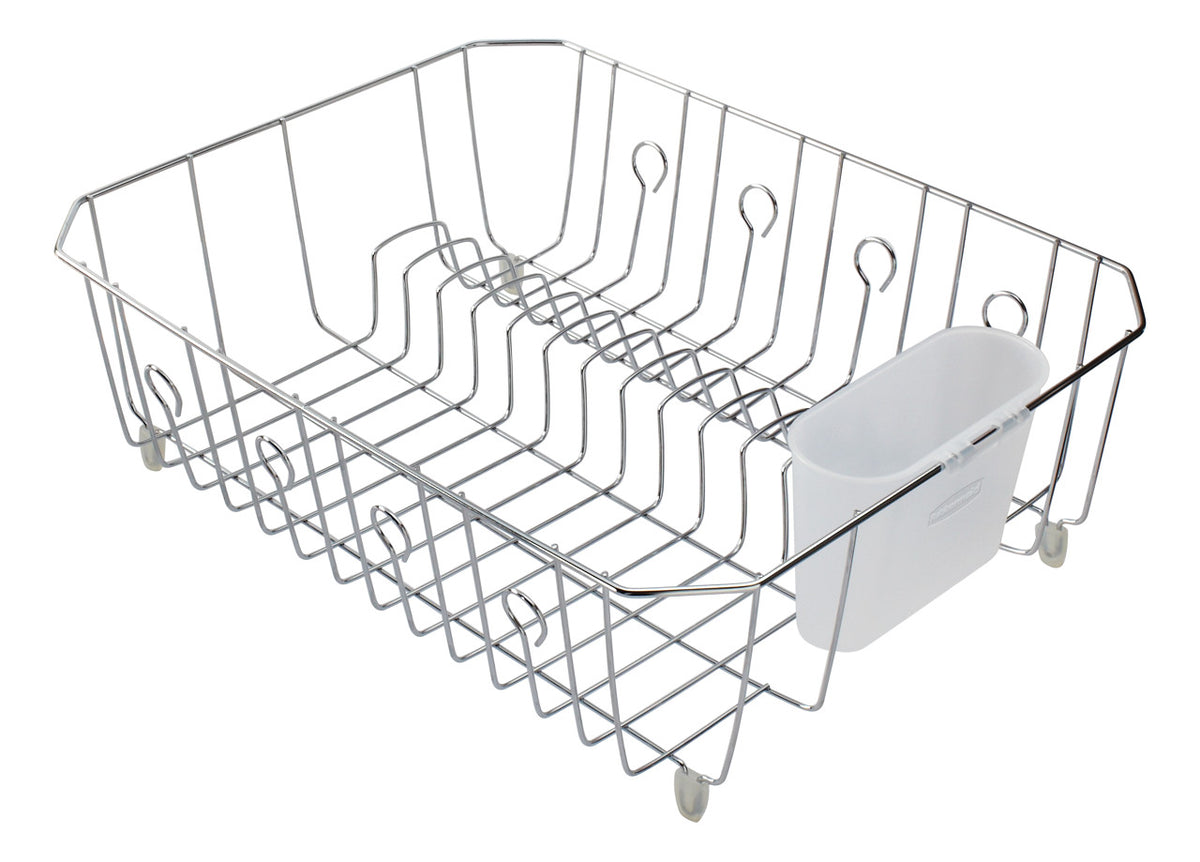 Dish Rack with Utensil Holder for Kitchen Countertop, Large, Chrome - US 03215