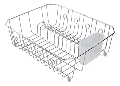 Dish Rack with Utensil Holder for Kitchen Countertop, Large, Chrome - US 03215