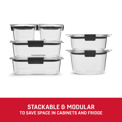 Rubbermaid Brilliance® Round and Rectangular Leak Proof Food Storage Containers, 12 Piece Set - US 87977