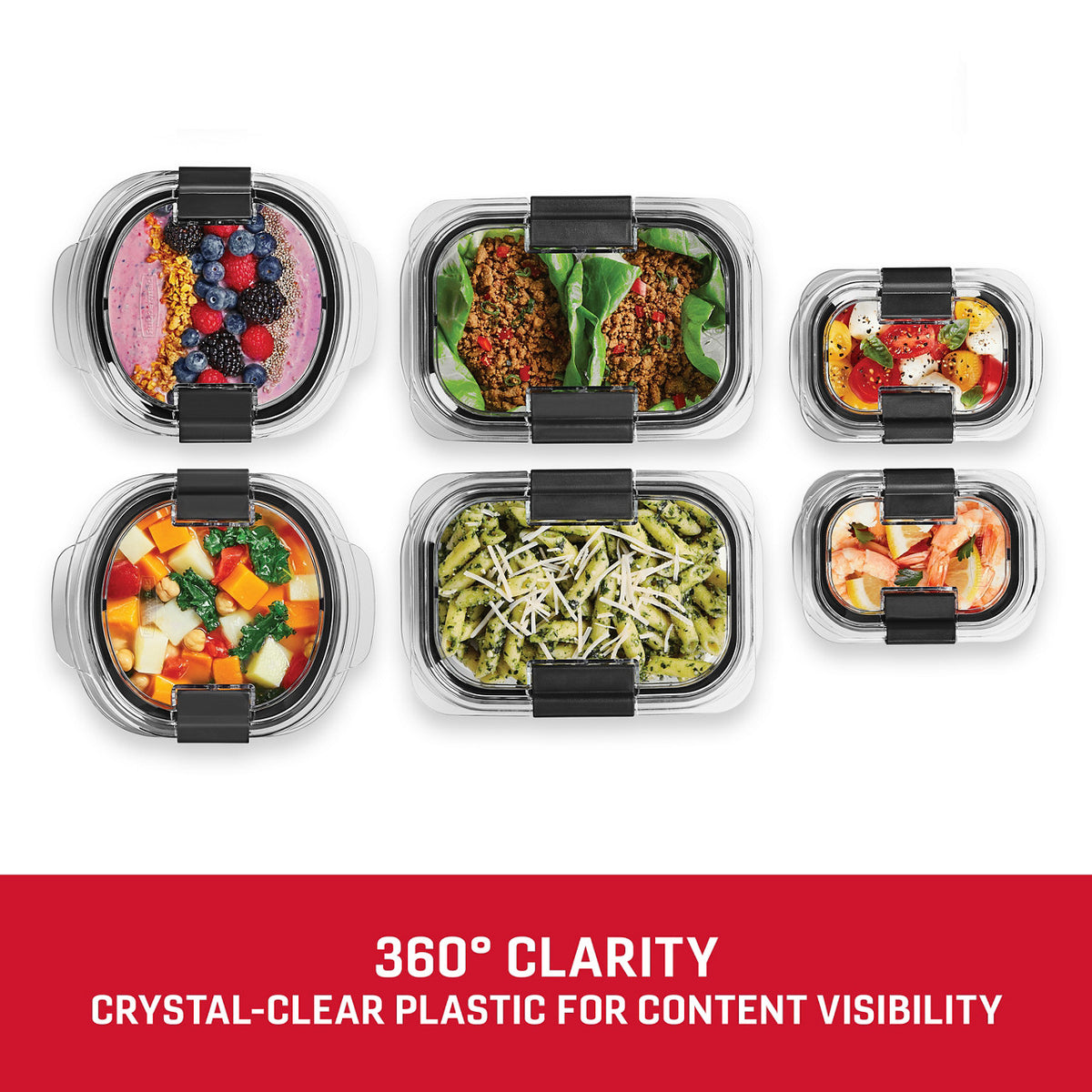 Rubbermaid Brilliance® Round and Rectangular Leak Proof Food Storage Containers, 12 Piece Set - US 87977