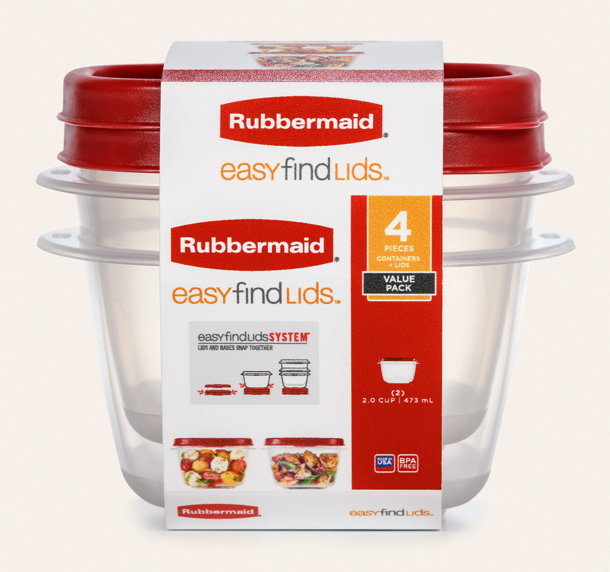 EasyFindLids™ Small Food Storage Containers, Square - US 34192