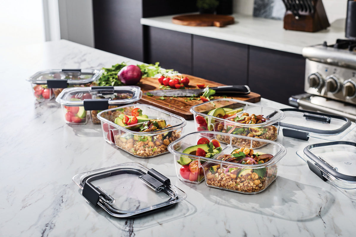 Rubbermaid® Brilliance™ Meal Prep Containers, 2-Compartment Food Storage Containers, 2.85 Cup, 5-Pack - US 46157